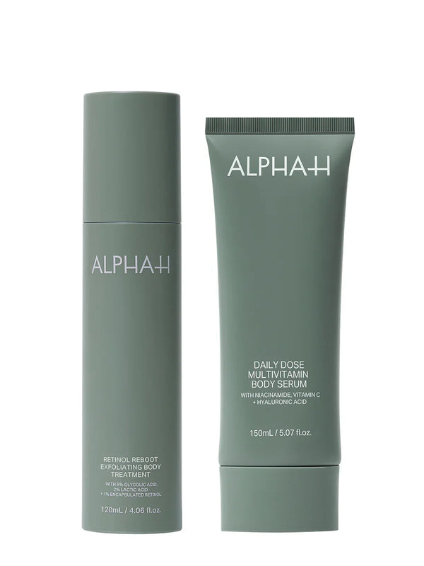 retinol reboot exfoliating body treatment - daily dose multivitamin body serum - alpha-h -brainsforbeauty