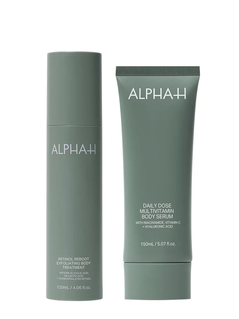 retinol reboot exfoliating body treatment - daily dose multivitamin body serum - alpha-h -brainsforbeauty